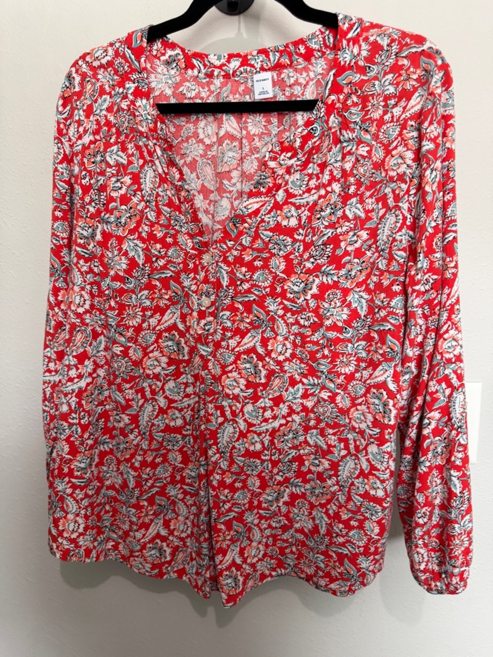 Old Navy Long Sleeve Floral Popover Blouse